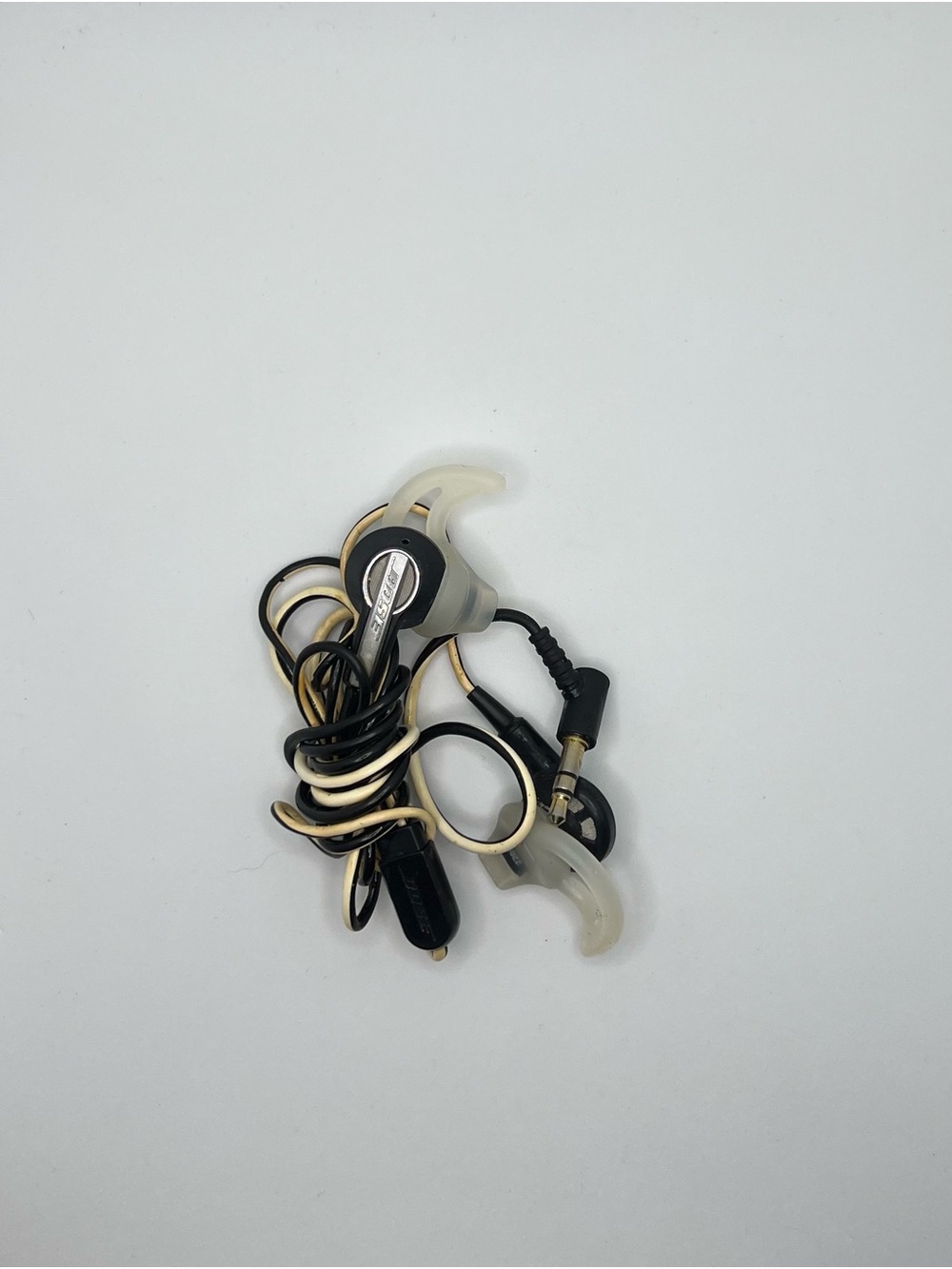 Bose Black and Cream In-Ear Earbud Headphones with Clear Ear Hooks
